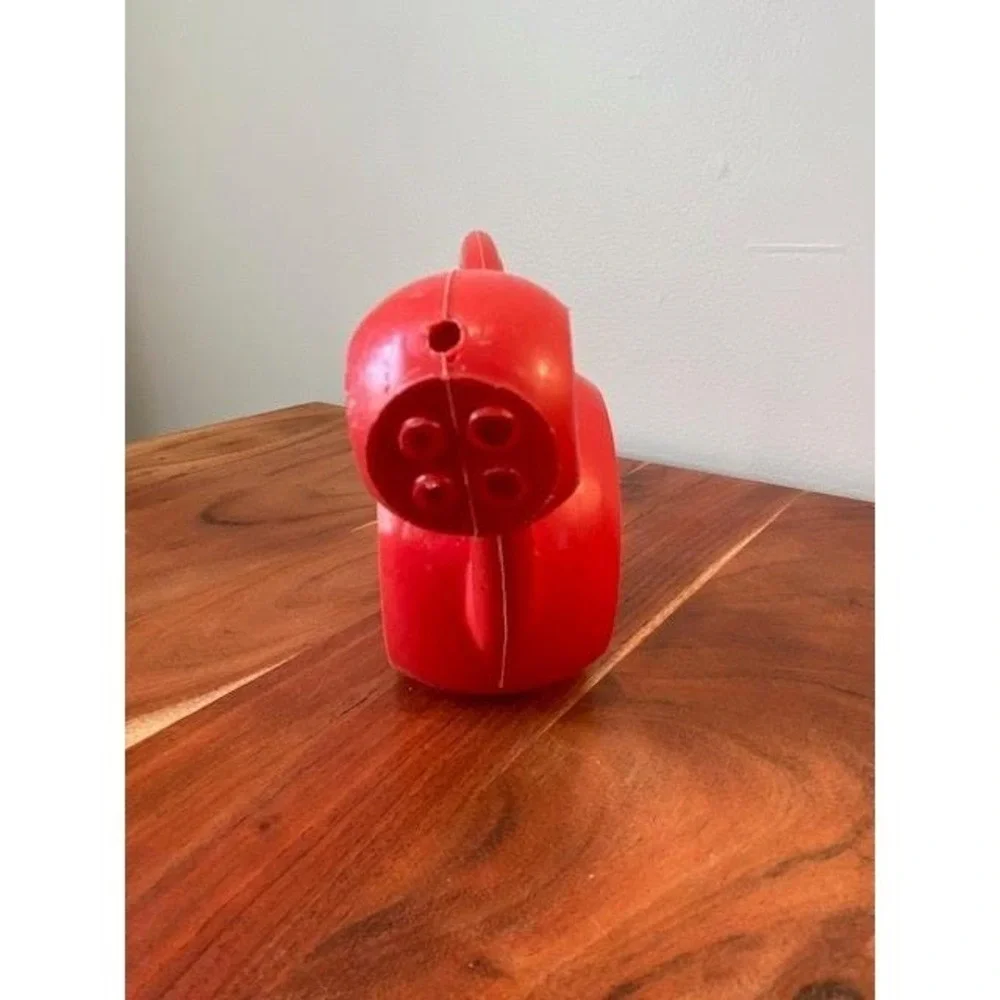 Vintage Watering Can Toy Mob Superjouet Red Plastic Made in France Frog Flower